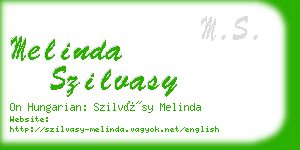 melinda szilvasy business card